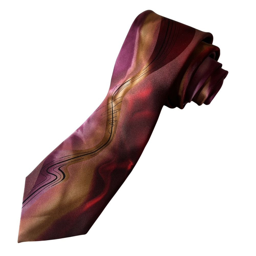 J. Garcia Collection #64 Smoke Signal Red Pink 100% Silk Tie 3" Office Party Art